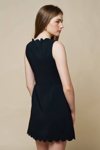 Scallop Square Neck A-Line Mini Dress