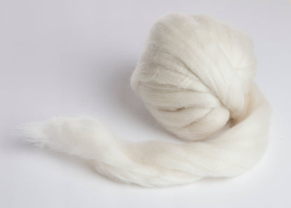 Corriedale Wool Roving Top, Natural Ecru White, 8 ounces