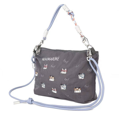 Kusuguru Japan Embroidered Cat Multi-Use Crossbody Bag