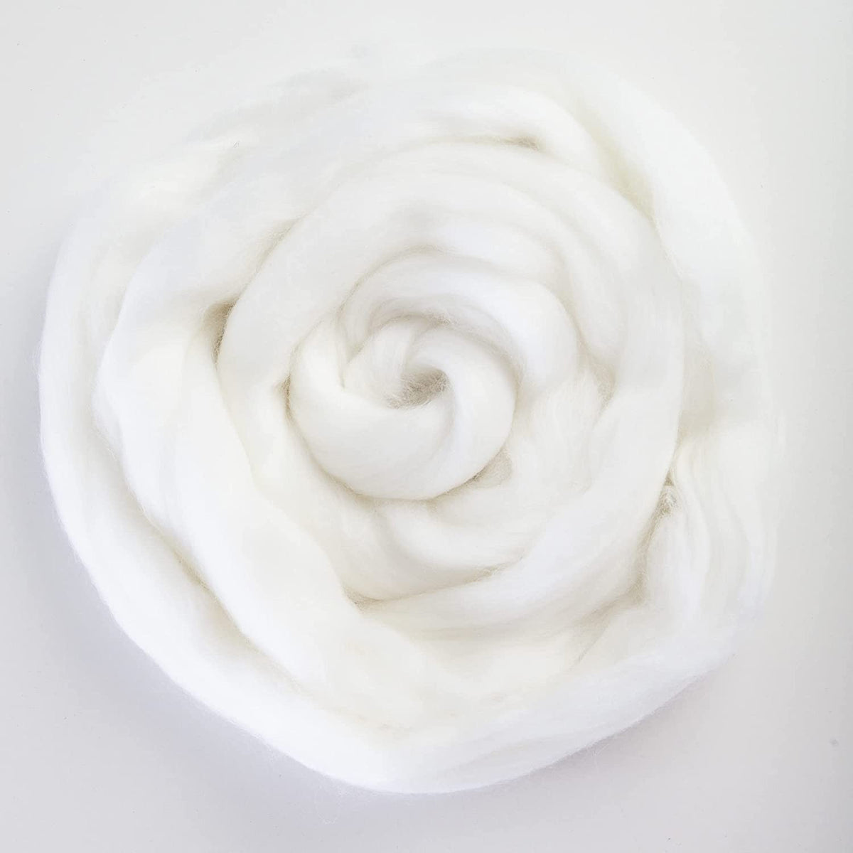 Merino Wool Top Roving, Snow White, 1 ounce