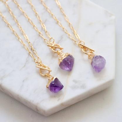 Amethyst or Turquoise Nugget Toggle Necklace