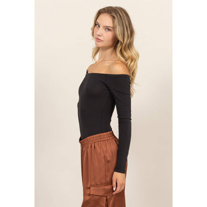 Off Shoulder Long Sleeve Bodysuit