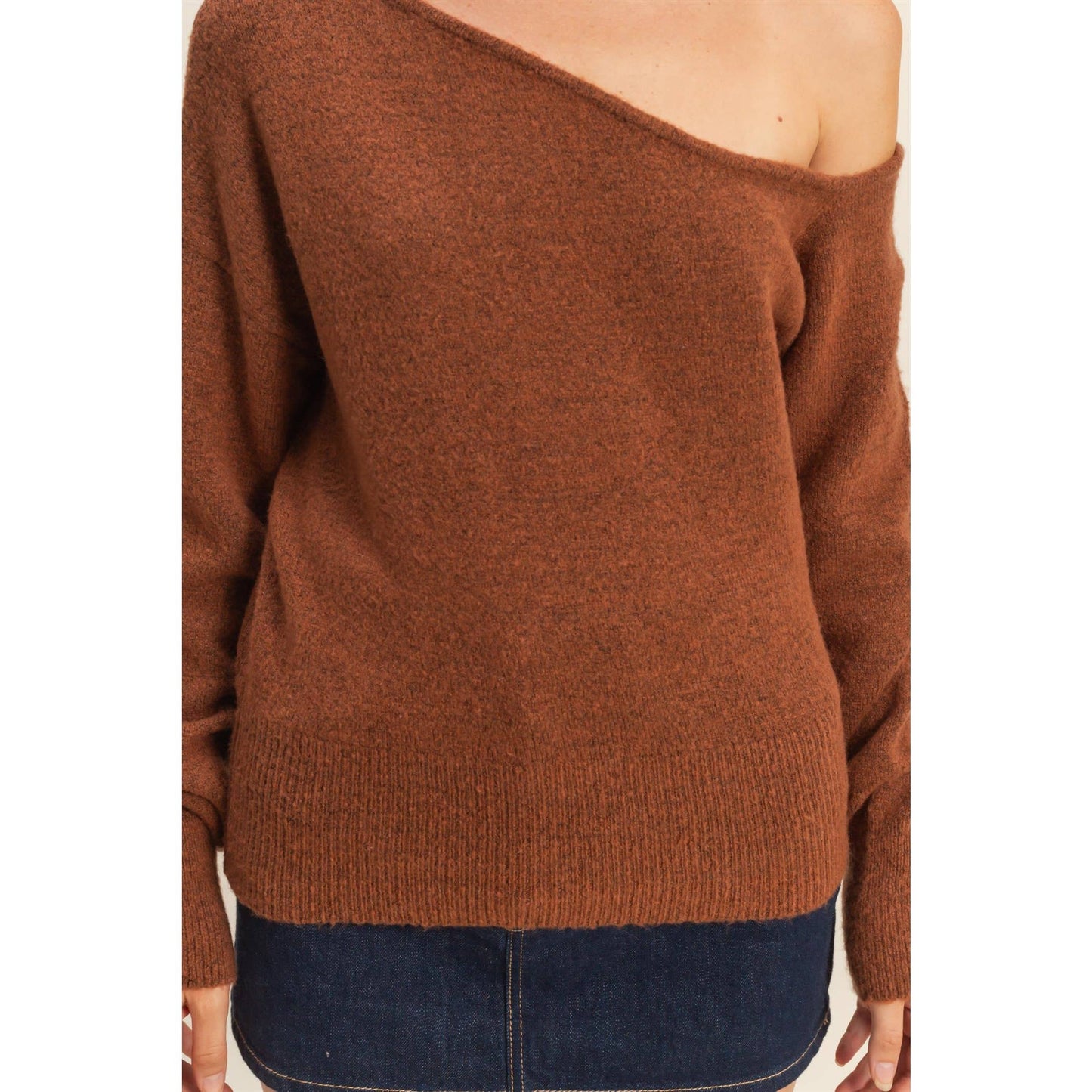 Asymmetric Off-Shoulder Sweater