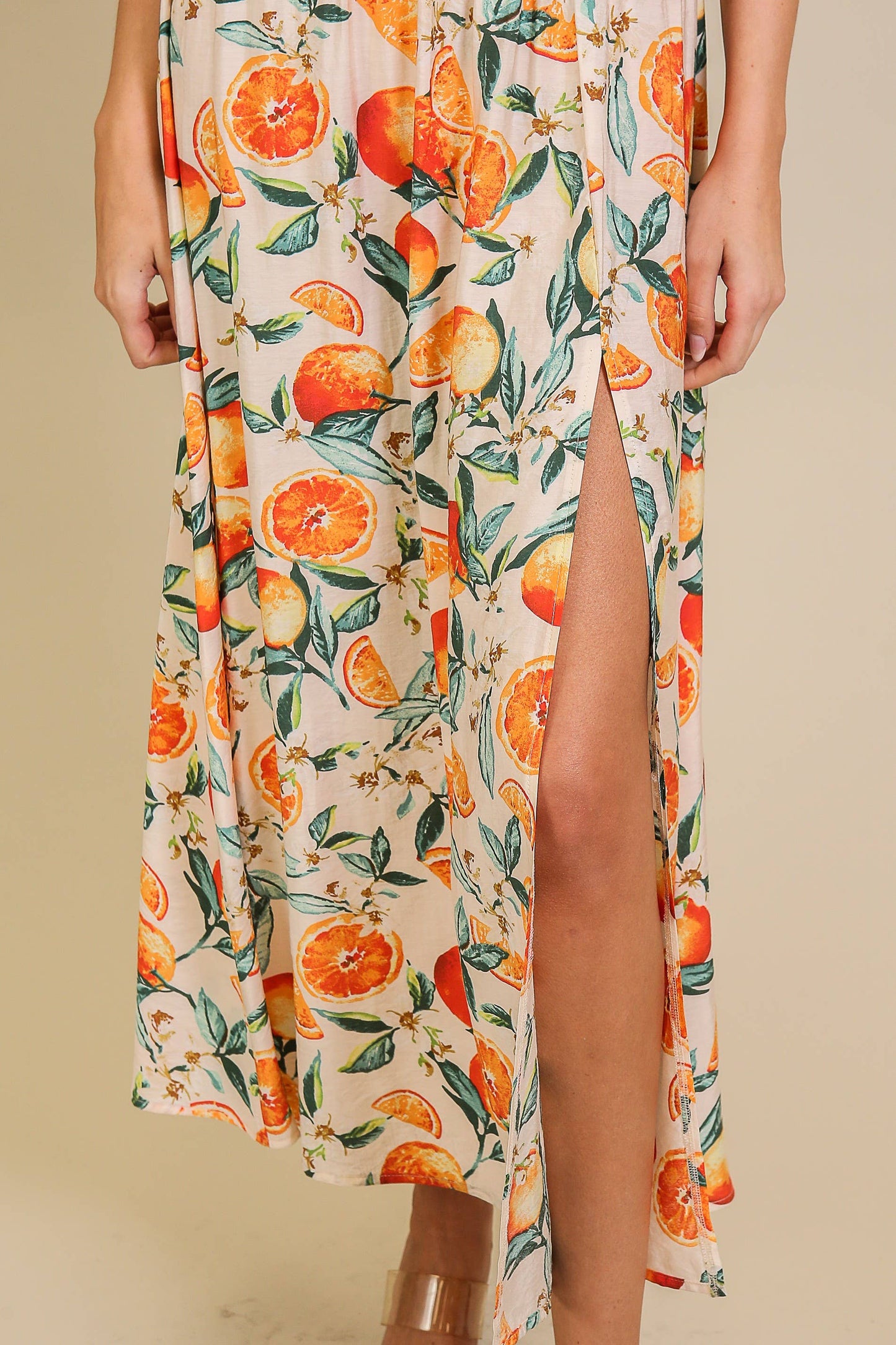 Citrus Chic Print Maxi Dress