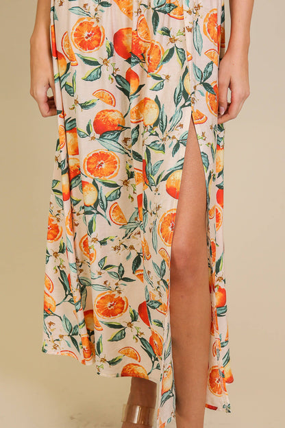 Citrus Chic Print Maxi Dress