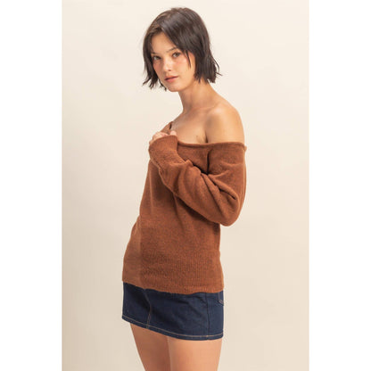 Asymmetric Off-Shoulder Sweater