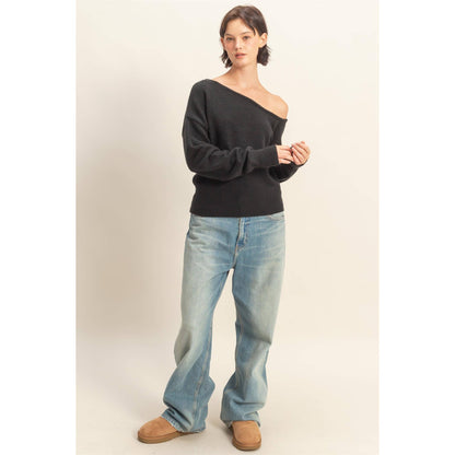 Asymmetric Off-Shoulder Sweater