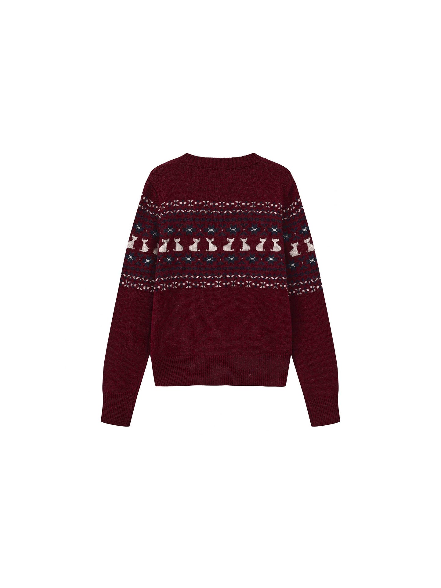 CUBIC Cat Print Fair Isle Wool-Blend Cardigan
