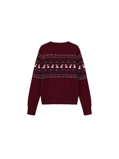 CUBIC Cat Print Fair Isle Wool-Blend Cardigan