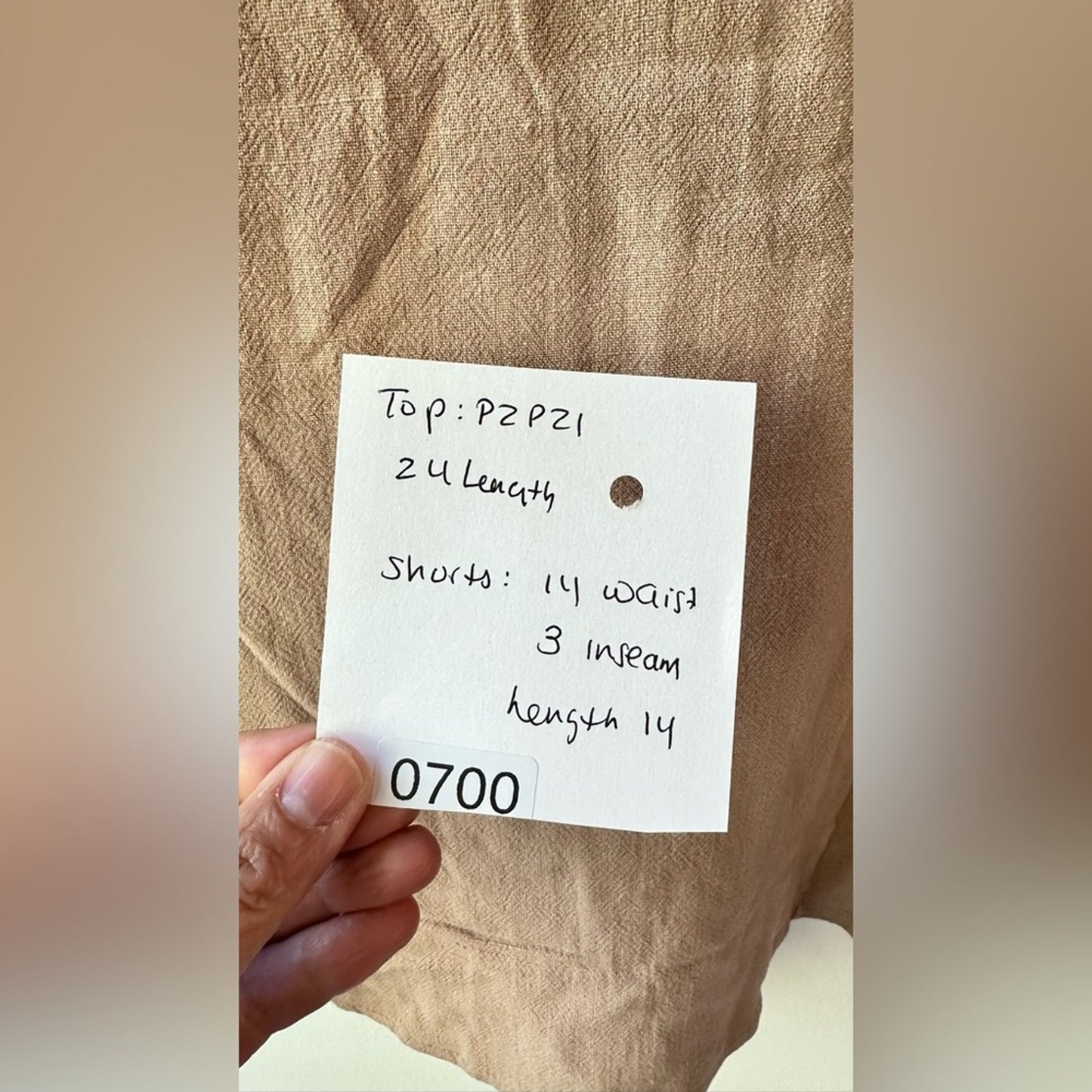 Double Zero, Tan Button Front Top and Shorts Set, Size S | 0700. NWOT