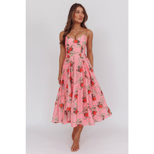 VIBRANT FLORAL MIDI DRESS / 64704D10