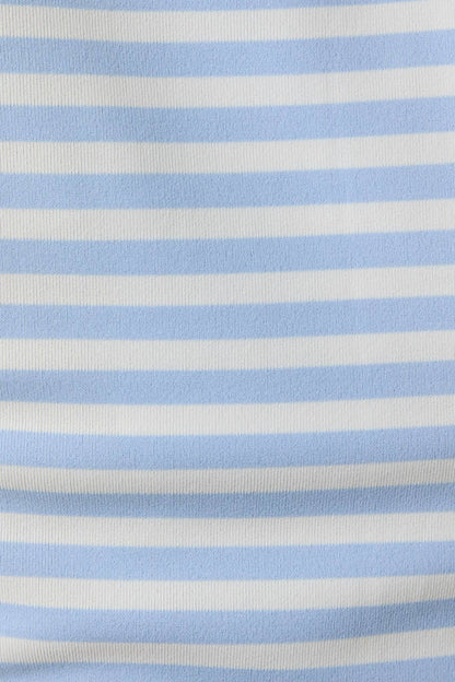 SLEEVELESS HIGH NECK STRIPE KNIT TOP