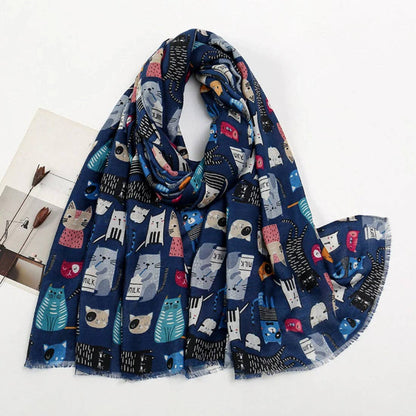 Scarvii - Cute Cartoon Cat Pattern Scarf