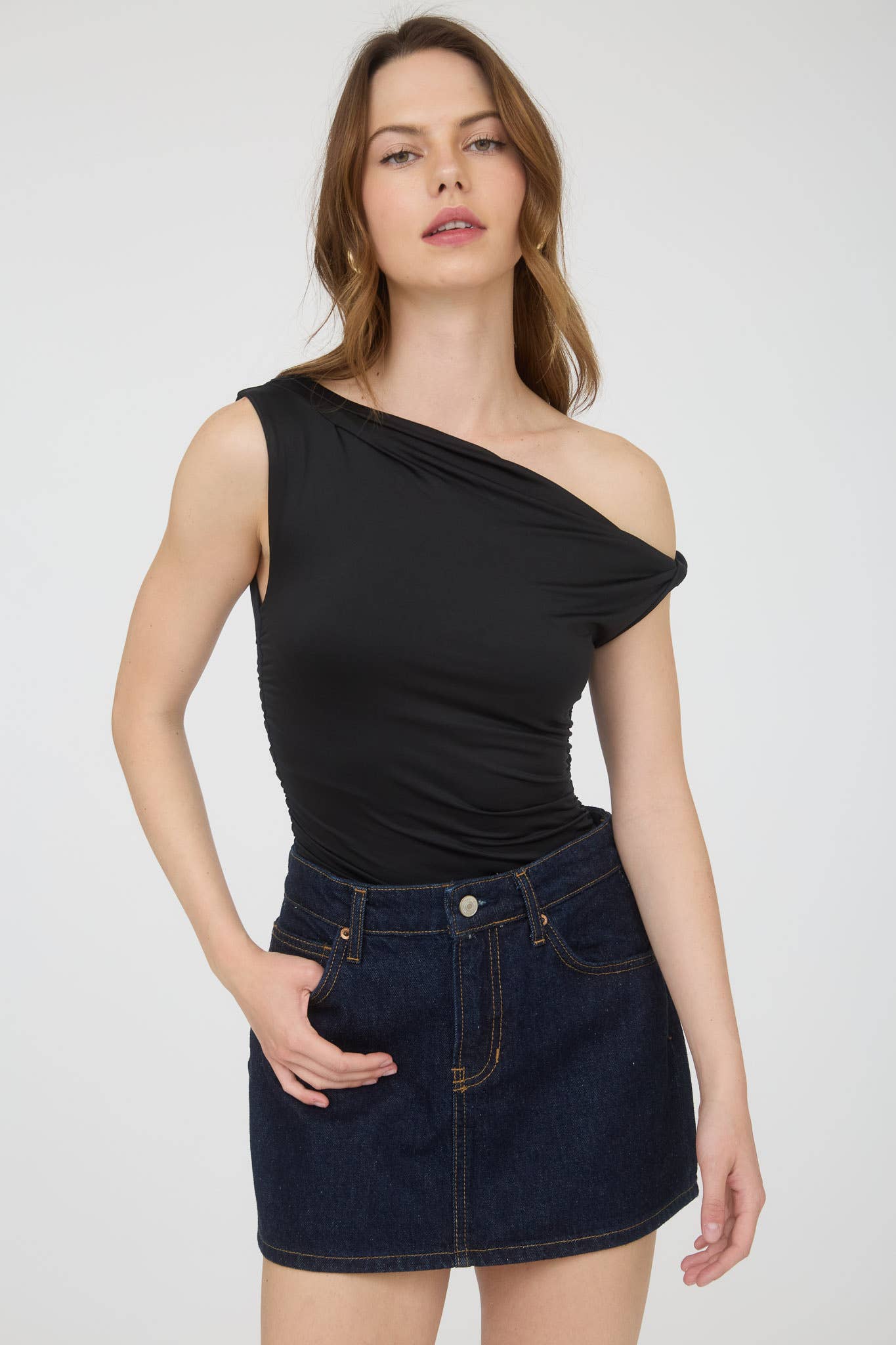ASYMMETRICAL OFF THE SHOULDER KNIT TOP