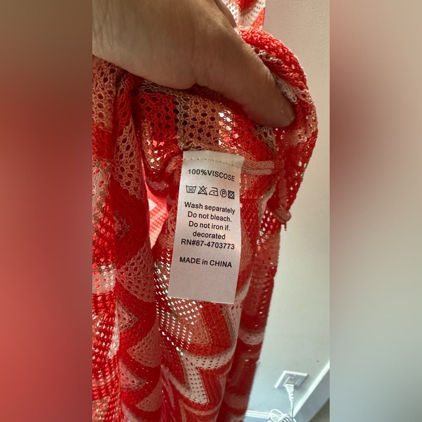 Galita Sheer Crochet Chevron Color Block Cover-Up Dress | Size L | SKU 823