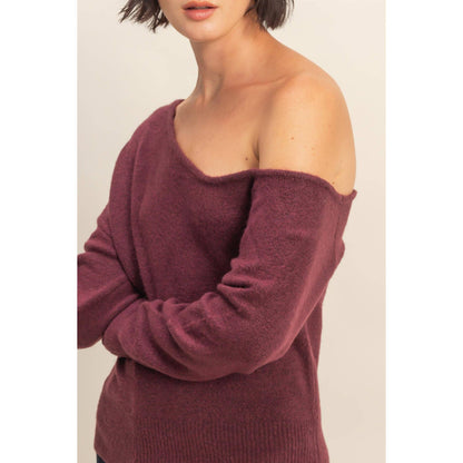 Asymmetric Off-Shoulder Sweater