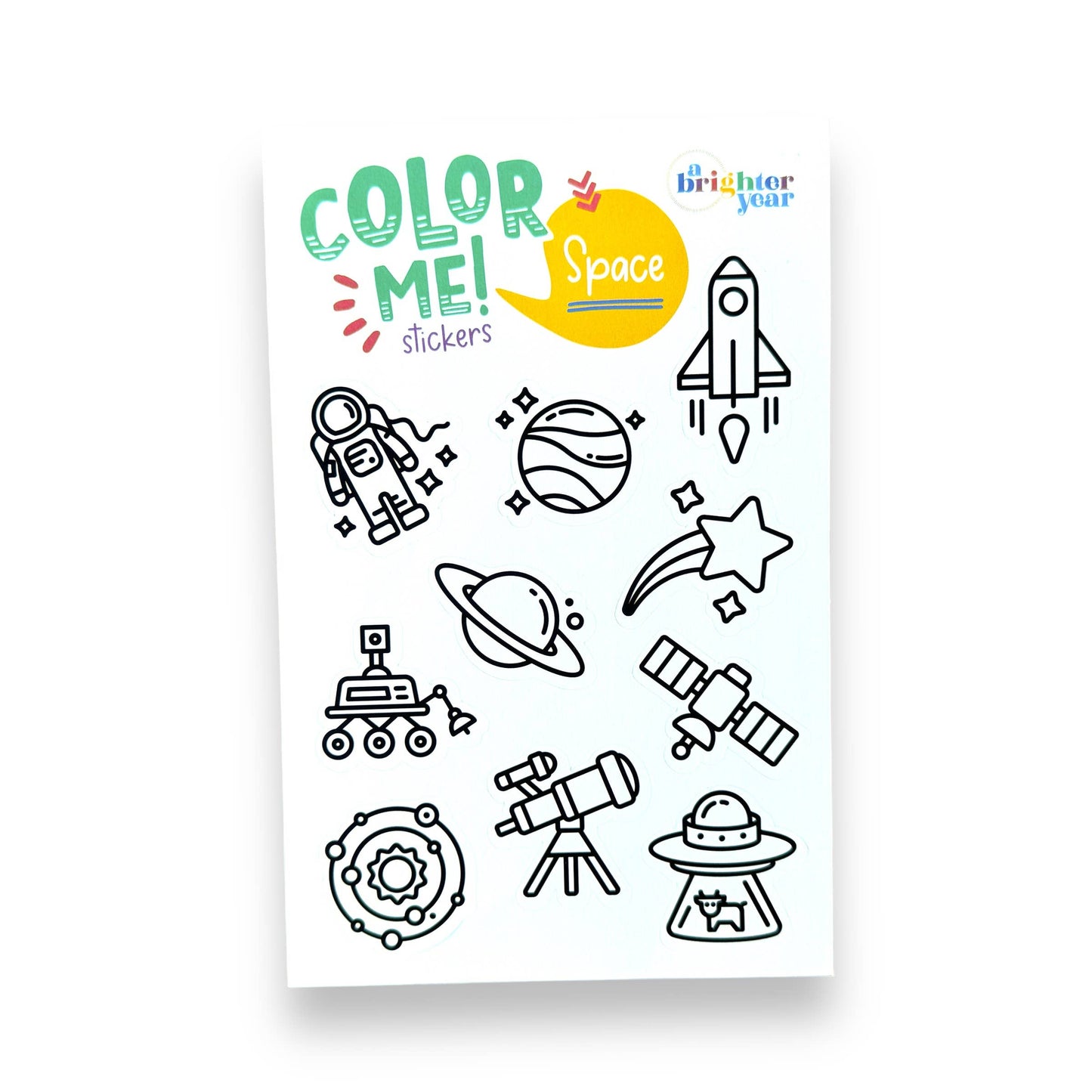 Space & Science Colorable Sticker Pack, 3 Sticker Sheets