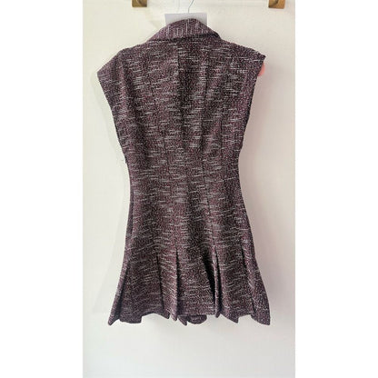 Tweed Knee Length Dress Brown Burgundy Size S