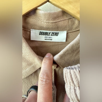 Double Zero, Tan Button Front Top and Shorts Set, Size S | 0700. NWOT