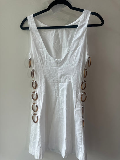 White Dress. Side gold metal detail