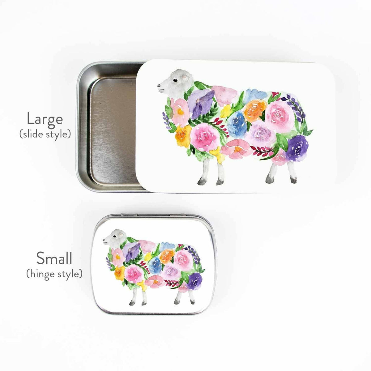 Floral Sheep Stitch Marker Storage Tin