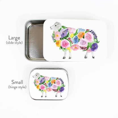 Floral Sheep Stitch Marker Storage Tin