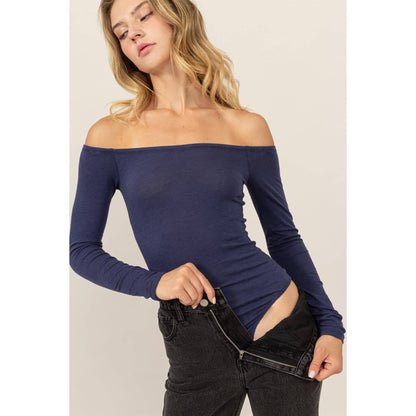 Off Shoulder Long Sleeve Bodysuit