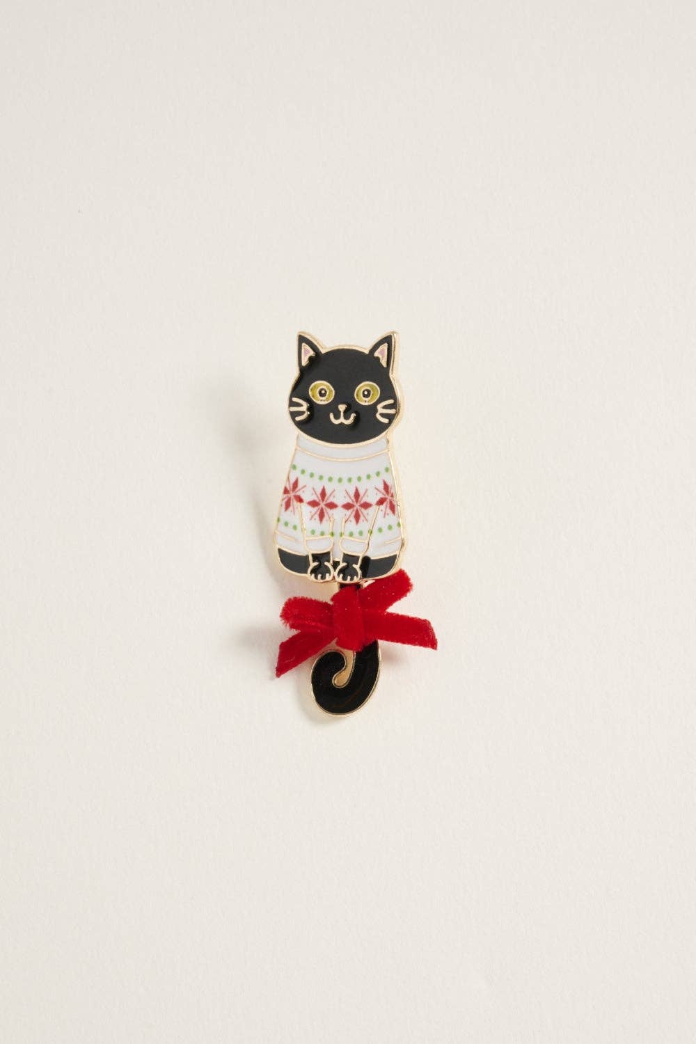 Cat in Christmas Sweater with Ribbon Post Earrings