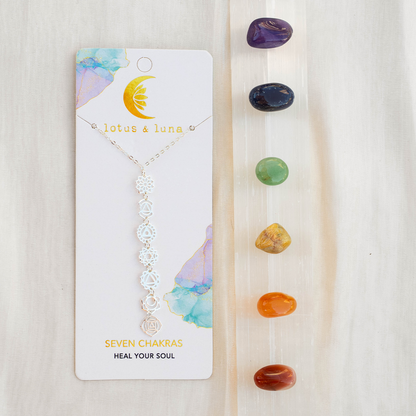 Silver Seven Chakra Drop Necklace