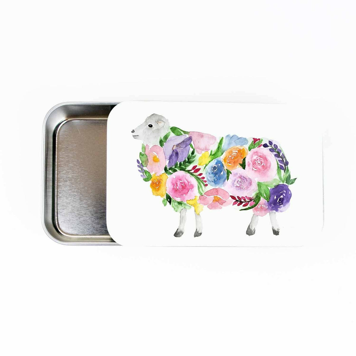 Floral Sheep Stitch Marker Storage Tin