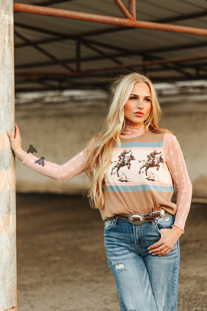 LARIAT LACE L/S *DUSTY ROSE