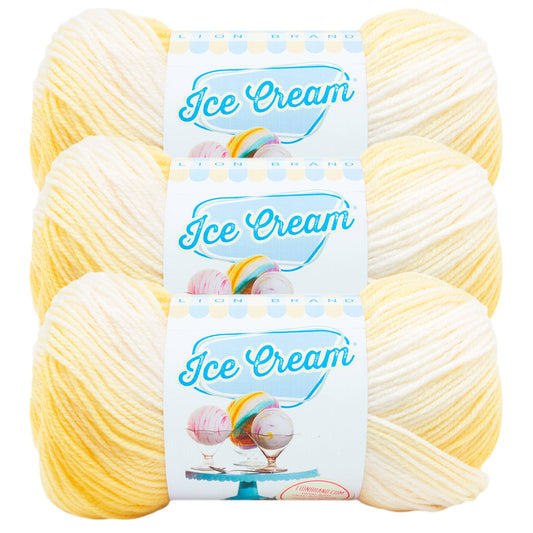 Lion Brand Yarn Ice Cream Lemon Meringue 3 Pack