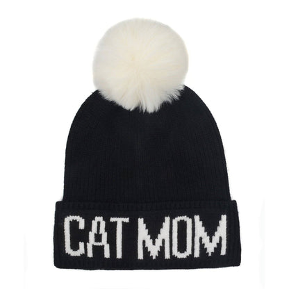HatPhile Cat Mom PomPom Knit Beanie – Cozy Toque Stocking for Cat Lovers