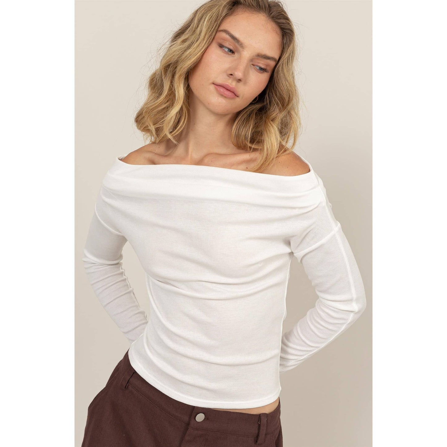 Off-The-Shoulder Ribbed Knit Top