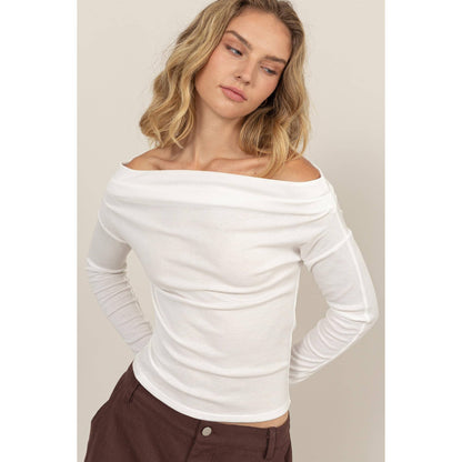Off-The-Shoulder Ribbed Knit Top