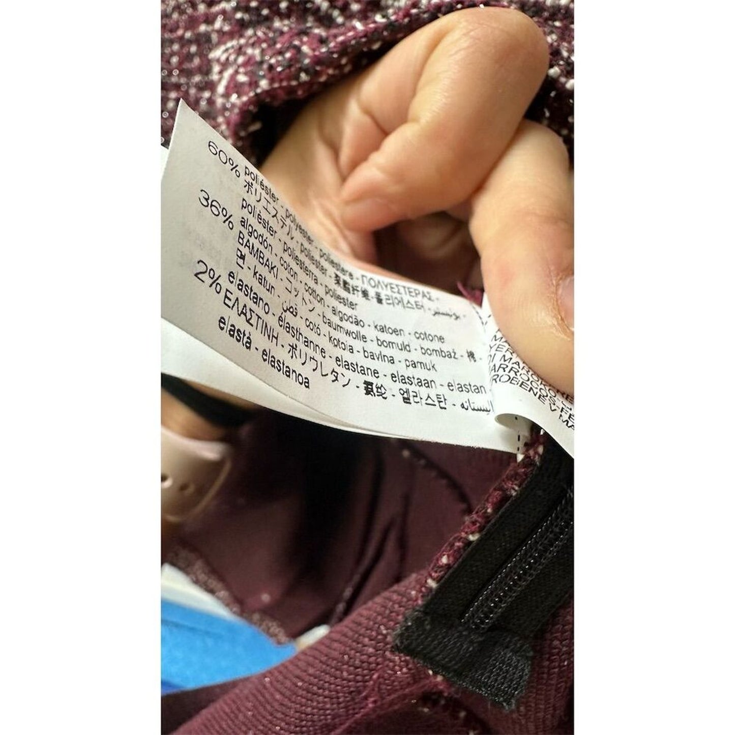 Tweed Knee Length Dress Brown Burgundy Size S