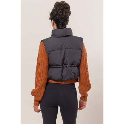 Cropped Zipper Closure Puffer Vest