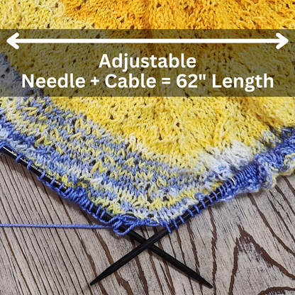 Blue Silk | Sampler Set | Adjustable Knitting Needles | 4 Sizes | US6, US8, US13, US17 | w/custom case