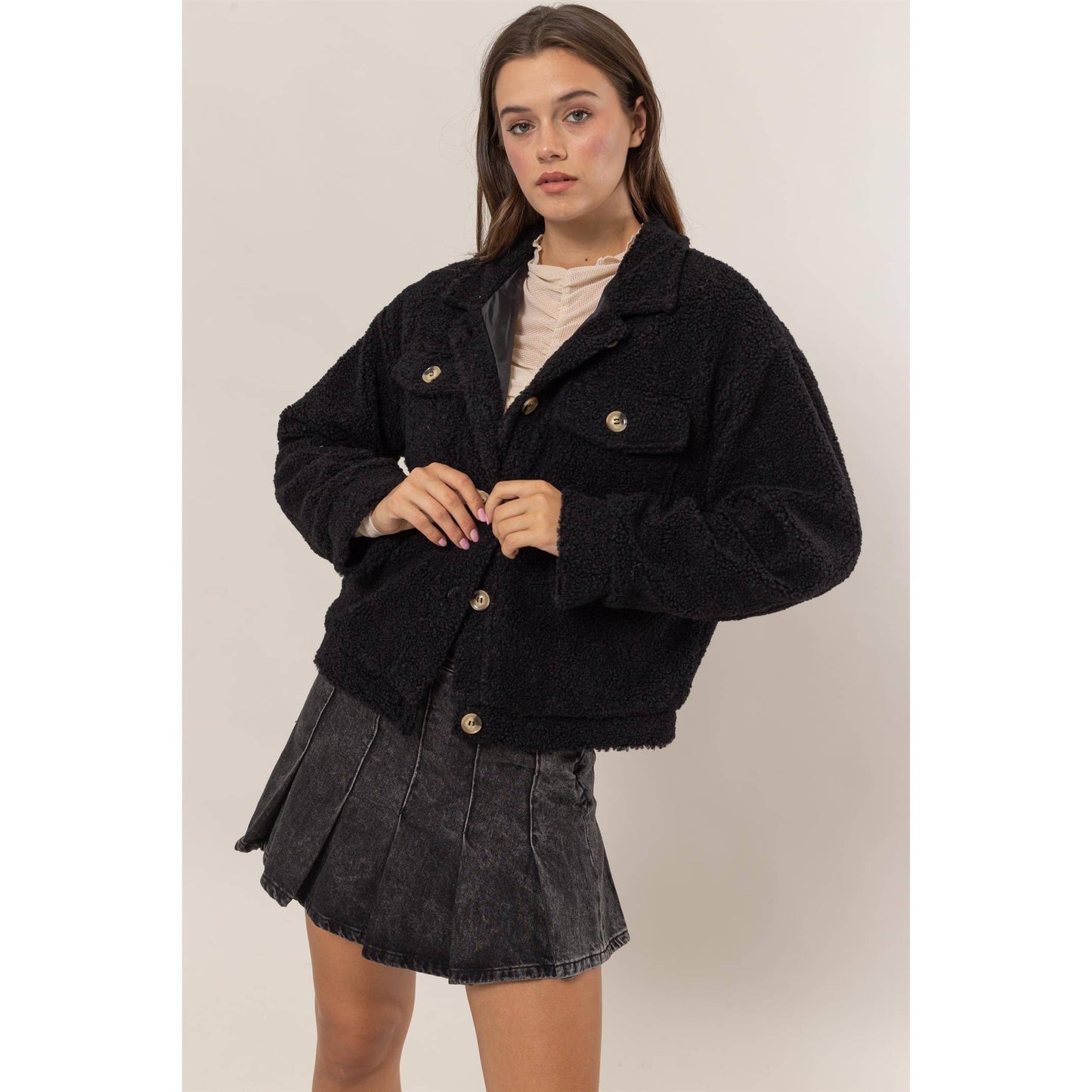 Sherpa Button-Front Jacket
