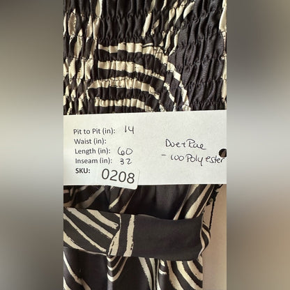 Doe & Rae, Black White Geometric Print Wide leg Jumpsuit, Size S | 0208