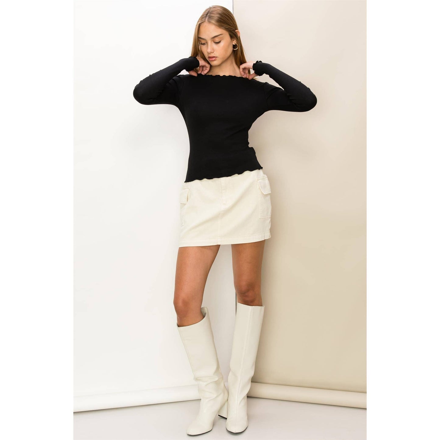 Lettuce Hem Long Sleeve Top