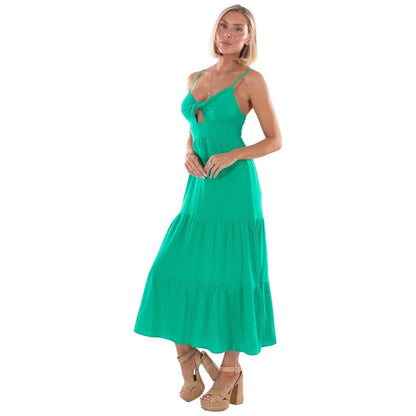Twisted Front Cutout Midi Dress - Green