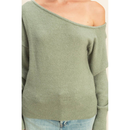 Asymmetric Off-Shoulder Sweater
