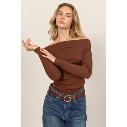 Off-The-Shoulder Ribbed Knit Top