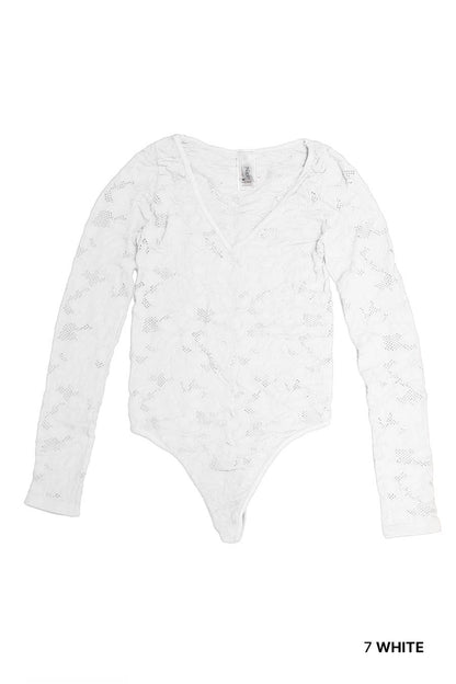 NS8436 - Lace Textured Bodysuit
