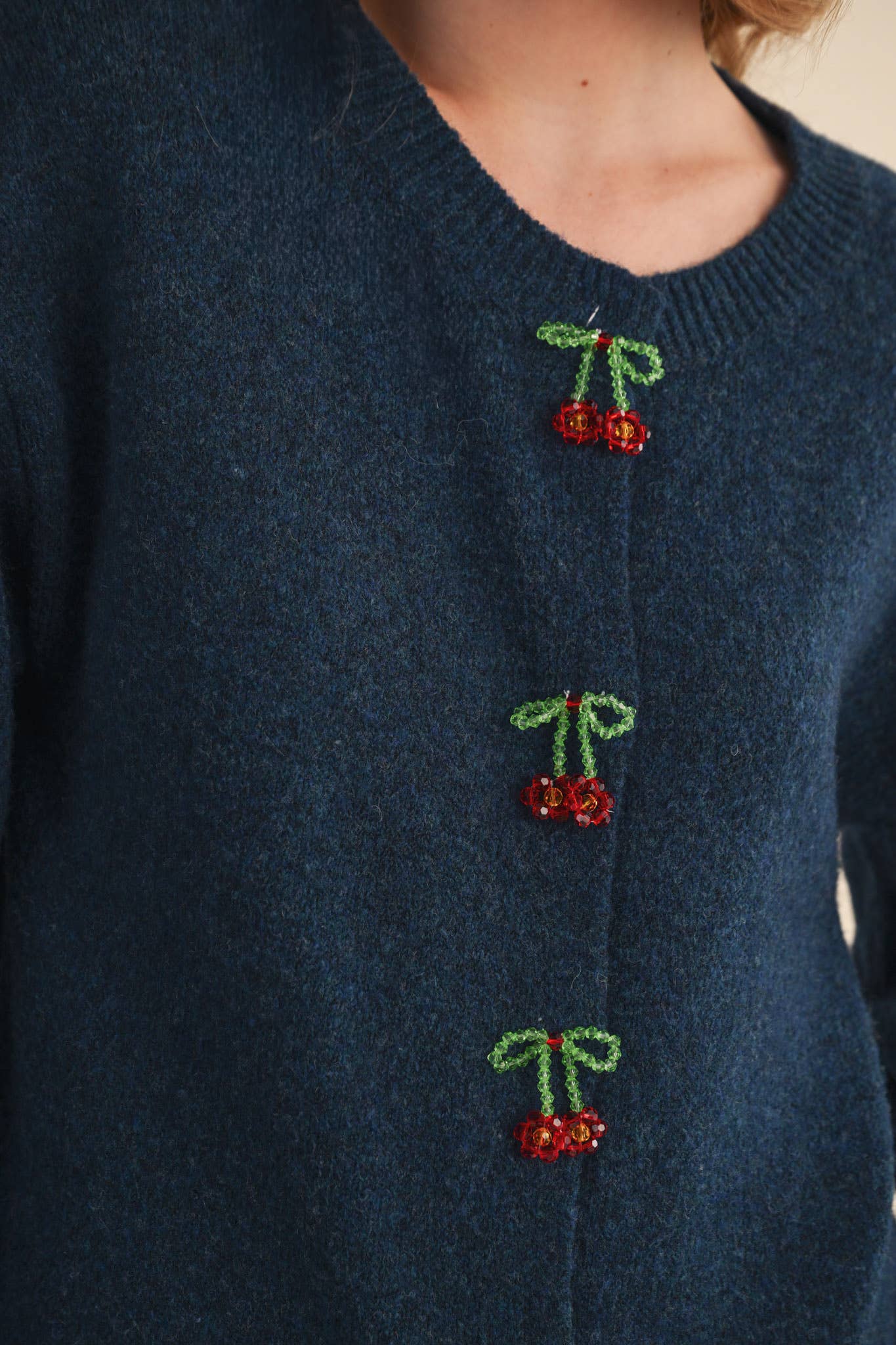 BEADED BOW FLORAL BUTTON SWEATER CARDIGAN MSW11256
