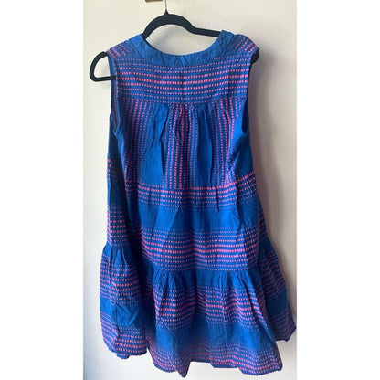 835. August  M Multicolor Batik Ruffle Sleeveless Short Dress Casual