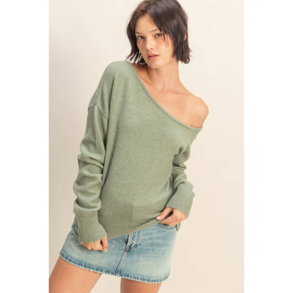 Asymmetric Off-Shoulder Sweater