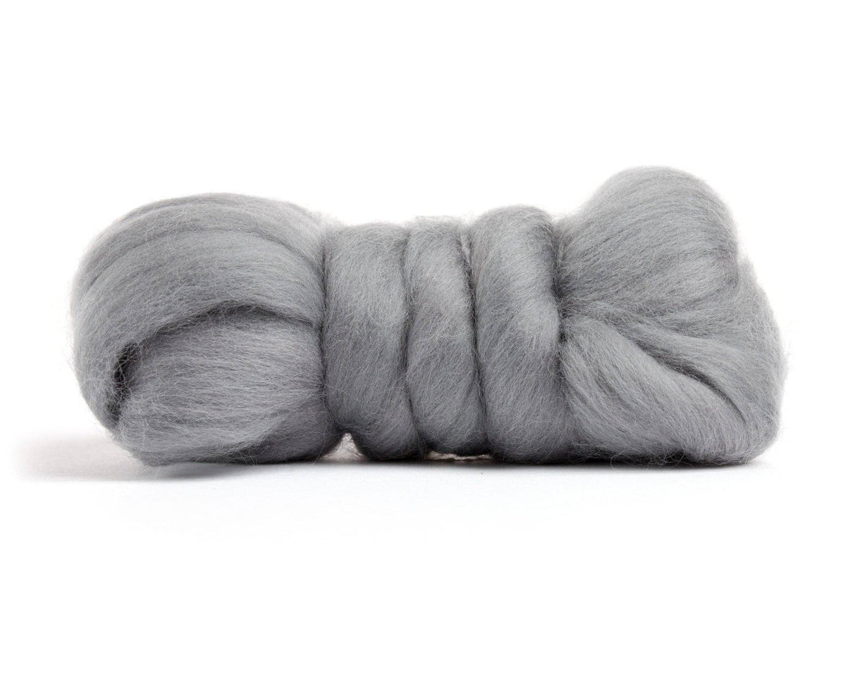 Merino Wool Top Roving, Silver Gray, 1 ounce