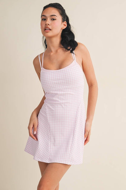 Gingham Print Double Layered Dress